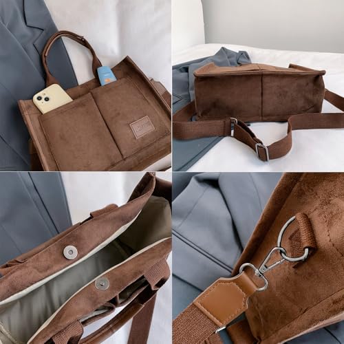 Image of Cherry Tote Bag for Women Canvas Patched Purse Cute Shoulder Bag Multi-Pocket Satchel Handbag for work travel
