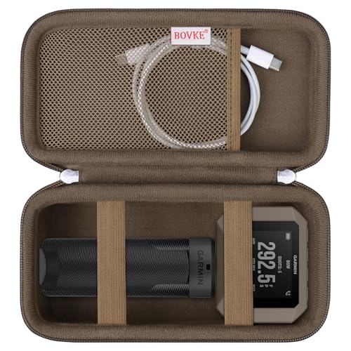 BOVKE Hard Storgae Case Fit for Garmin Xero C1 Pro Compact Chronograph for Range Shooting, Garmin Xero C1 Pro Chronograph Travel Bag with Mesh Pocket for Charging Cables Accessories, Brown