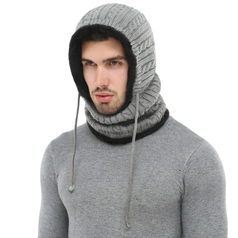 Topibaaz Men Woolen Cap | Stylish Boy Winter Soft Fur Knitted Beanie Monkey Cap | Fuzzy Snow Air WindProof Balaclava Neck Warmer Scarf With Drawstring ski headphone cap Hat for women | Freesize-image-3