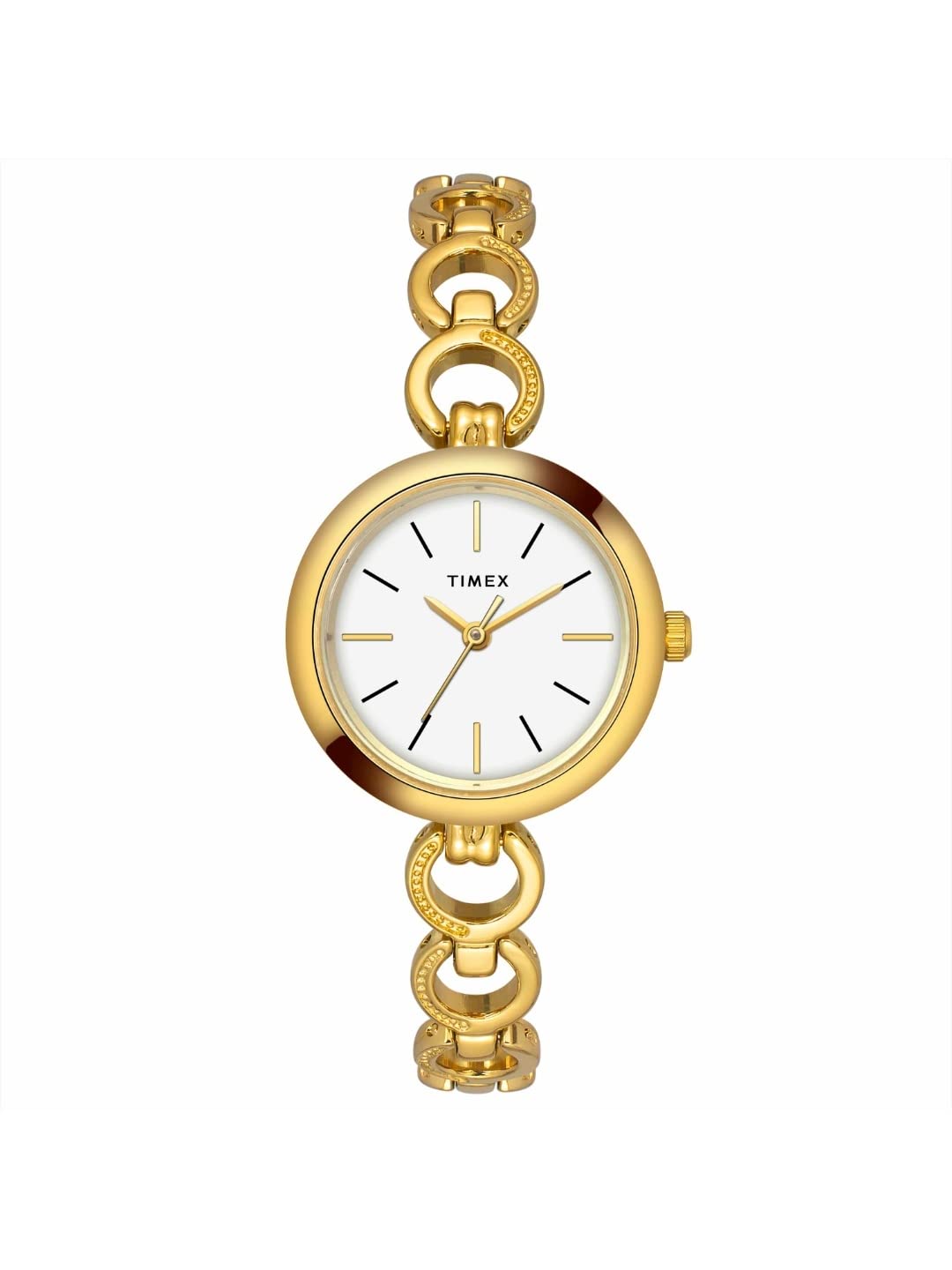 TIMEX Women Brass Classics Collection 3 Hands Analogue White Dial Coloured Quartz Watch, Round Dial with 26Mm Case Width - Twel11433, Band Color-Gold (B0BYZDCNBJ) Amazon Price History, Amazon Price Tracker