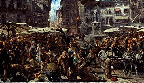 Impression d'affiches Adolph Menzel Piazza Erbe Vérone toile 60x90cm