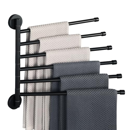 Alise Swivel Towel Rack,Folding 6 Arms Hand Towel Bars Towel Hanger for Bathroom,Wall Mount Drying...