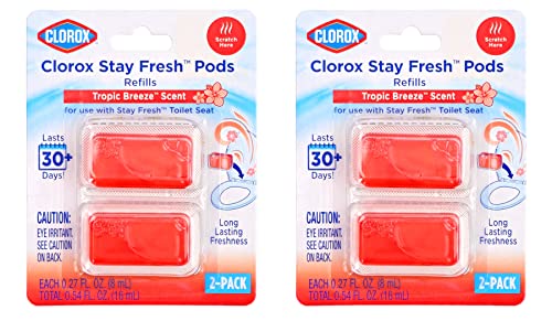 Clorox Stay Fresh Pods - Tropic Breeze Air Freshener and Odor Eliminator for Stay Fresh Toilet Seat, Orange, 4-Piece