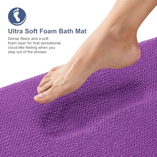 Image of OLANLY Thick Memory Foam Bath Mat Rug 30x20, Extra Soft Absorbent Bathroom Rug, Quick Dry Bath Mats, Non-Slip, Machine Washable Carpet for Bathroom, Tub and Shower, Home Decor Accessories, Purple