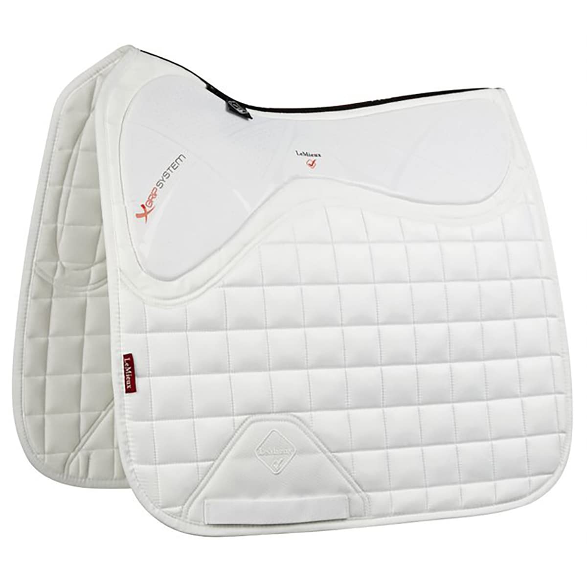 LeMieux Show Jumping X-Grip Silicone EuroJump Square Saddle Pad - English Saddle Pads for Horses - Equestrian Riding Equipment and Accessories (White - Large)