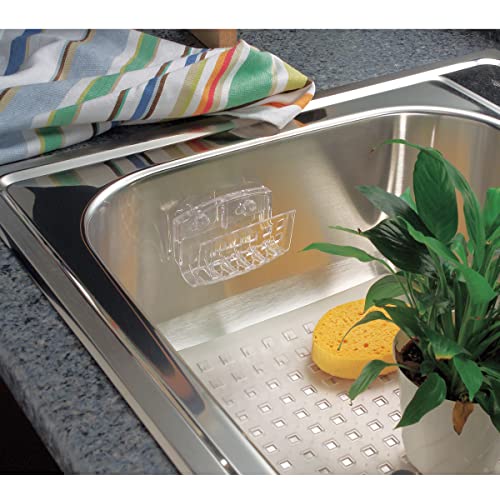 iDesign Suporte de esponja de plástico sem BPA para pia de cozinha com ventosas, ideal para pias de