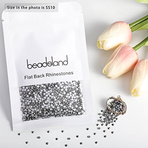 Image of Beadsland 2880pcs Flat Back Crystal Rhinestones Round Gems for Nail Art and Craft Glue Fix,Hematite,SS10,2.7-2.9mm | Flatback Glass Gems, 2.7-2.9mm, for Nail Art Craft, Glue Fix