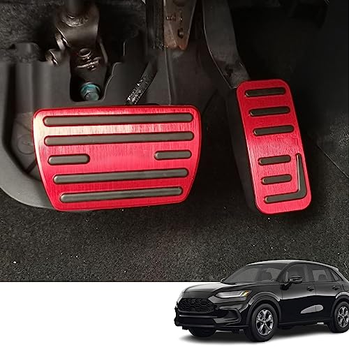 Bmolpt Custom Interior Accessories for Honda HR-V HRV 2023 2024 Aluminum Alloy Anti-Slip Performance Foot Brake Pedal Cover,No Drilling Aluminum Gas Brake Pedal(Red)