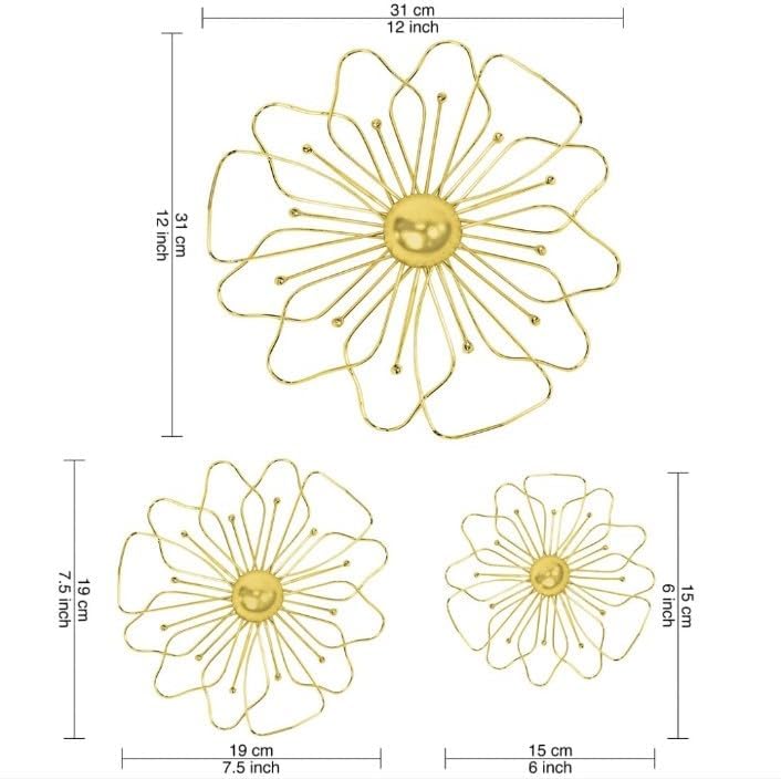 Image of Metscape India Metal Wall Sculpture | 31 x 31 cm | Gold Finish | Premium Decorative Wall Art for Living Room, Bedroom & Dining Area | Modern Home Decor Accent & Elegant Gifting Item