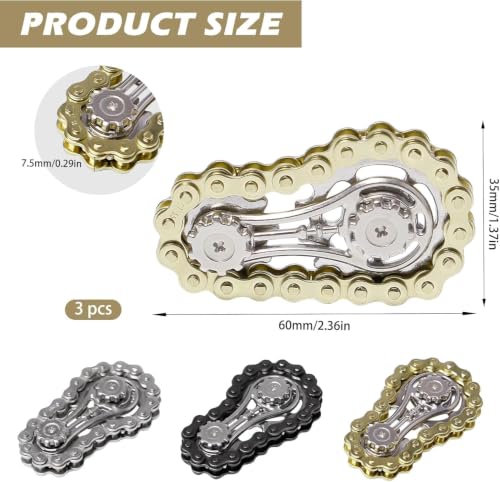 Image of Fidget Toys for Kids, Fidget Toys, Black Compact Toys for Kids Adults Bicycle Chain Top Stress Relief Toy Durable Portable Ages (Pack of 1)
