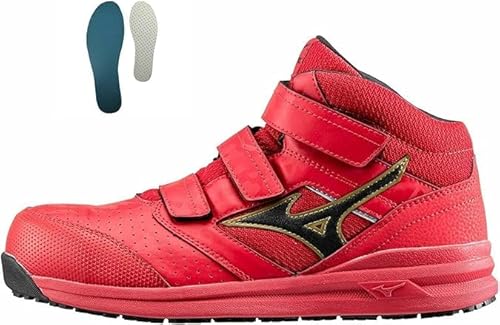 ミズノ 安全靴 オールマイティ ALMIGHTY LSUMID 21M (F1GA2200) ミッドカット マジック おまけ付き レッド 25.0cm