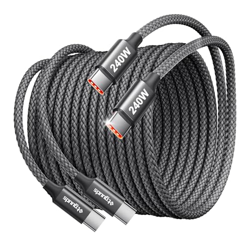 etguuds 240W USB C Kabel [2Pack 3M], PD 5A Schnellladekabel USB C auf C Ladekabel 300cm lang f&uuml;r 160W/140W/100W kompatibel mit iPhone 17 16 15 Pro Max Samsung S24 S23, iPad Air 4, MacBook Pro 2020