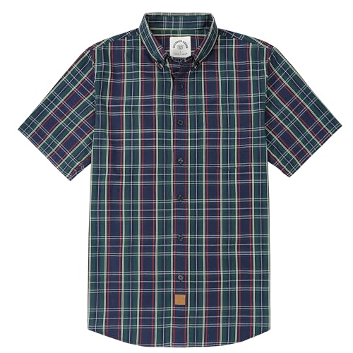 Image of Dubinik Mens Short Sleeve Button Down Shirts Soft Breathable Summer Vintage Regular Fit Lightweight Men's Casual Shirt