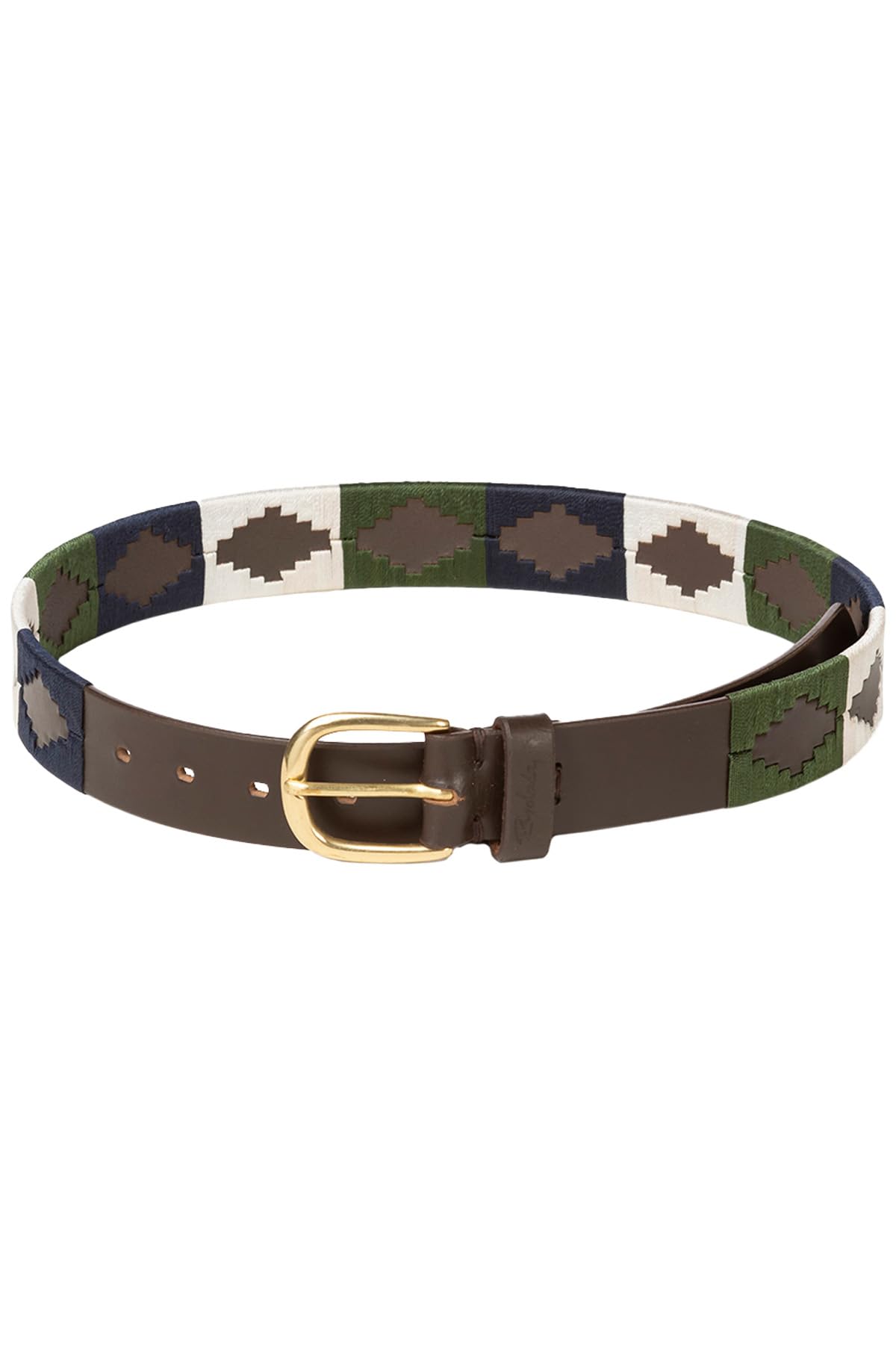 Rydale Leather Polo Belt Men's Ladies Belts Equestrian Stitched Unisex Trouser Belt (Brown/Khaki/Navy, M)
