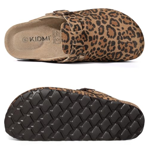 Image of KIDMI Genuine Suede Clogs for Women Men Cork Footbed Mules Potato Shoes | Arch Support, Comfortable, Leather Slip On, Fall, Casual, Indoor Outdoor, Non-slip Rubber Sole, Adjustable Metal Buckle