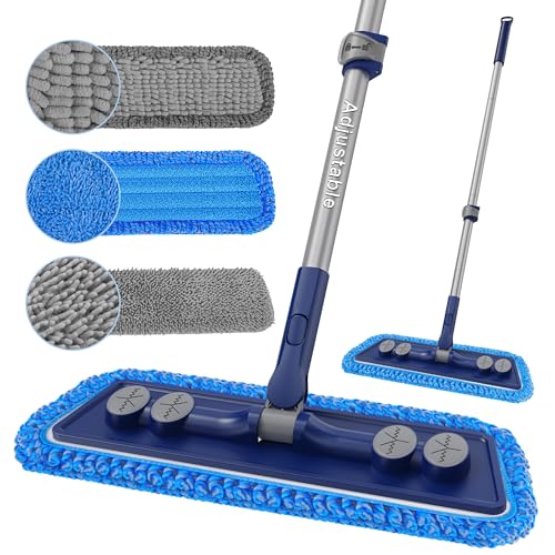 FORSPEEDER Microfiber Mops for Floor Cleaning - 3 Thickened Washable