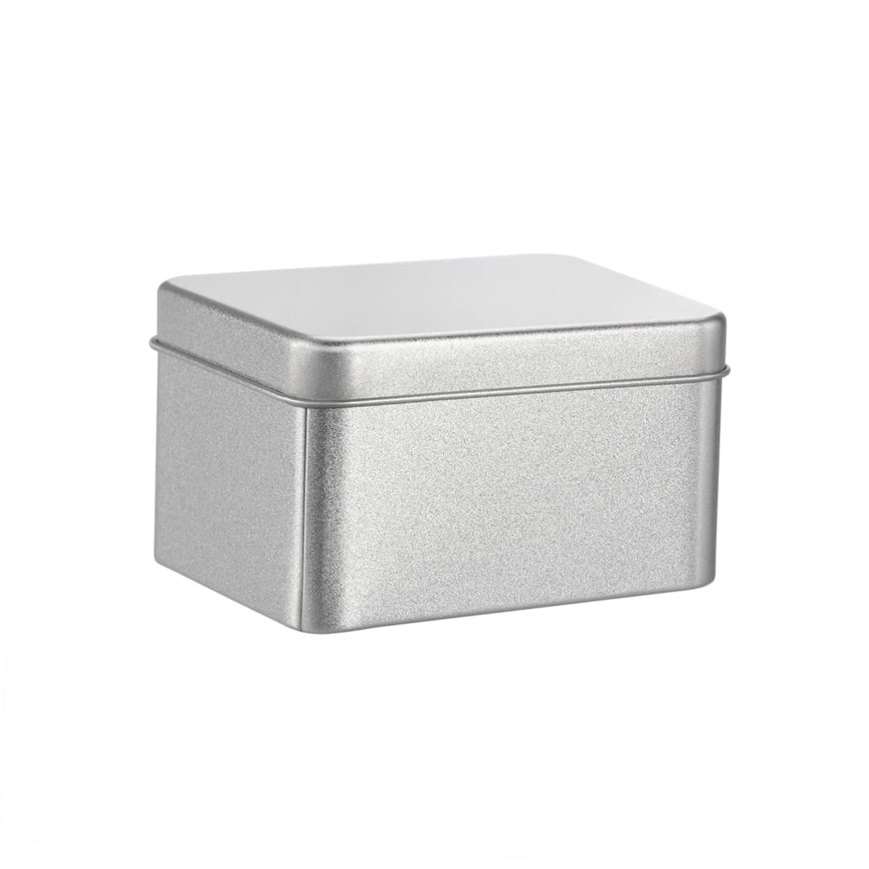 BRIGHTFUFU Square Empty Tin Box Elegant Silver Storage Container for Teas Spices Candies Tinplate with Lid for Organizing