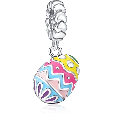 Rimgoris 925 Sterling Silver for Women Bracelets Necklace Safety Chain Clips Heart Rose Gold Cup Airplane Planet Travel Easter Egg Dangle Charm