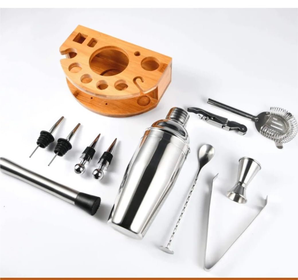 Juego de Coctelera Kit de Coctelería Kit De Coctelera De 12 Uds., Herramienta Ba De Acero Inoxidable, Kit De Barman, Kit De Batende Para Principiantes, Vertedor De Cóctel Coctelera para Cócteles Cocte
