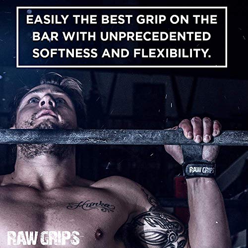 JerkFit RAW Grips 2 Finger Leather Hand Grips for Weightlifting, Calisthenics, Pull Ups, WODs, Gymnastics, and Cross Training, with Full Palm Protection to Prevent Rips & Blisters (Large)