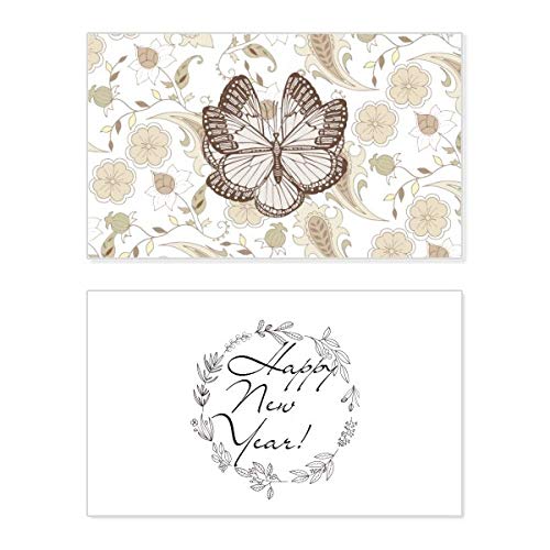 Tarjeta conmemorativa de año nuevo rosa con flores: papelería bonita para felicitar