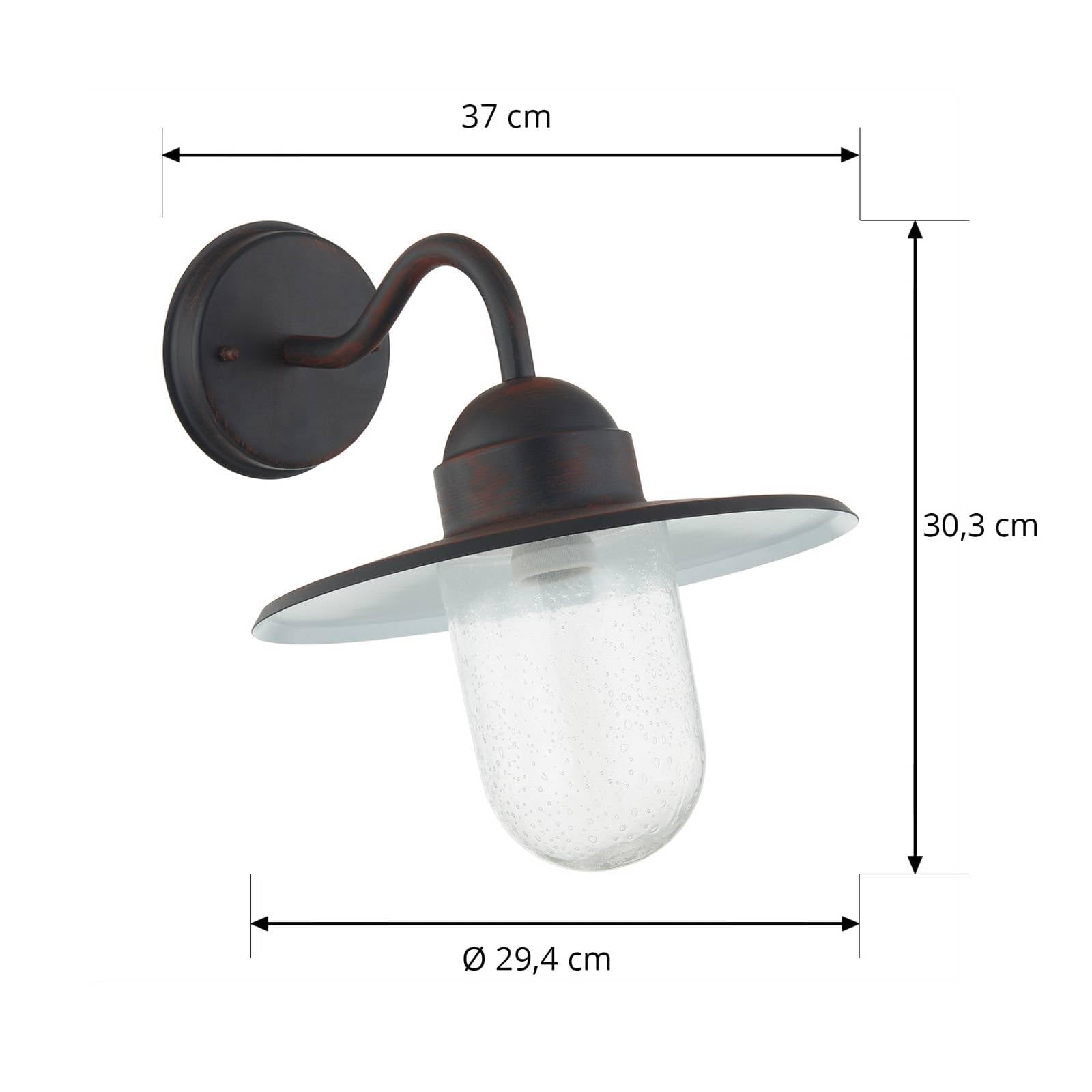 Lindby aplique de pared exterior en óxido, transparente, lámpara