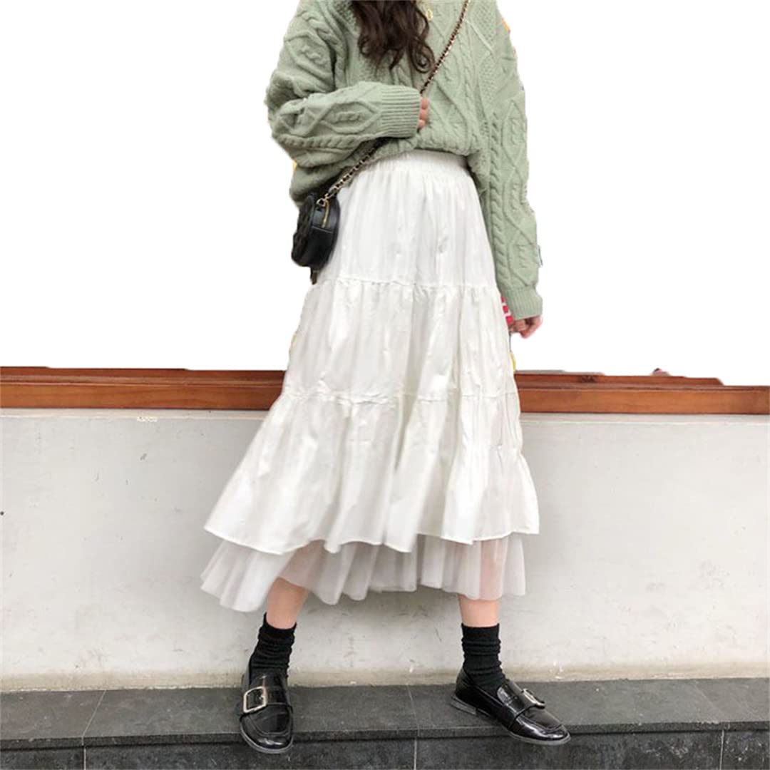 Gonne Lunghe in Tulle da Donna, gonne a Pieghe Elastiche a Vita Alta, gonne Lunghe Femminili Black M