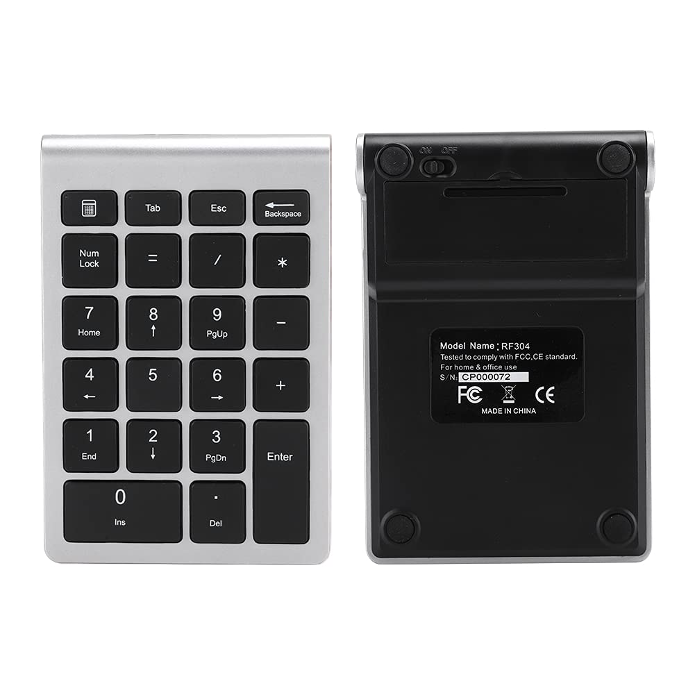 22 Keys Wireless Numeric Keypad USB 2.4G Mini Keyboard for Windows, Vista, 7/8/10. Ergonomic Design. Scissor Foot Key Cap. Silver Black Iron Grey Rose Gold 80H Battery Life