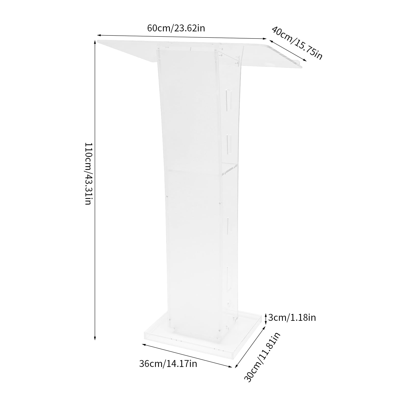 Podium en acrylique - 60 x 40 x 110 cm - Pupitre de conférencier transparent - Convient pour les écoles, les églises, les messages, les universités, les conférences de presse et autres lieux