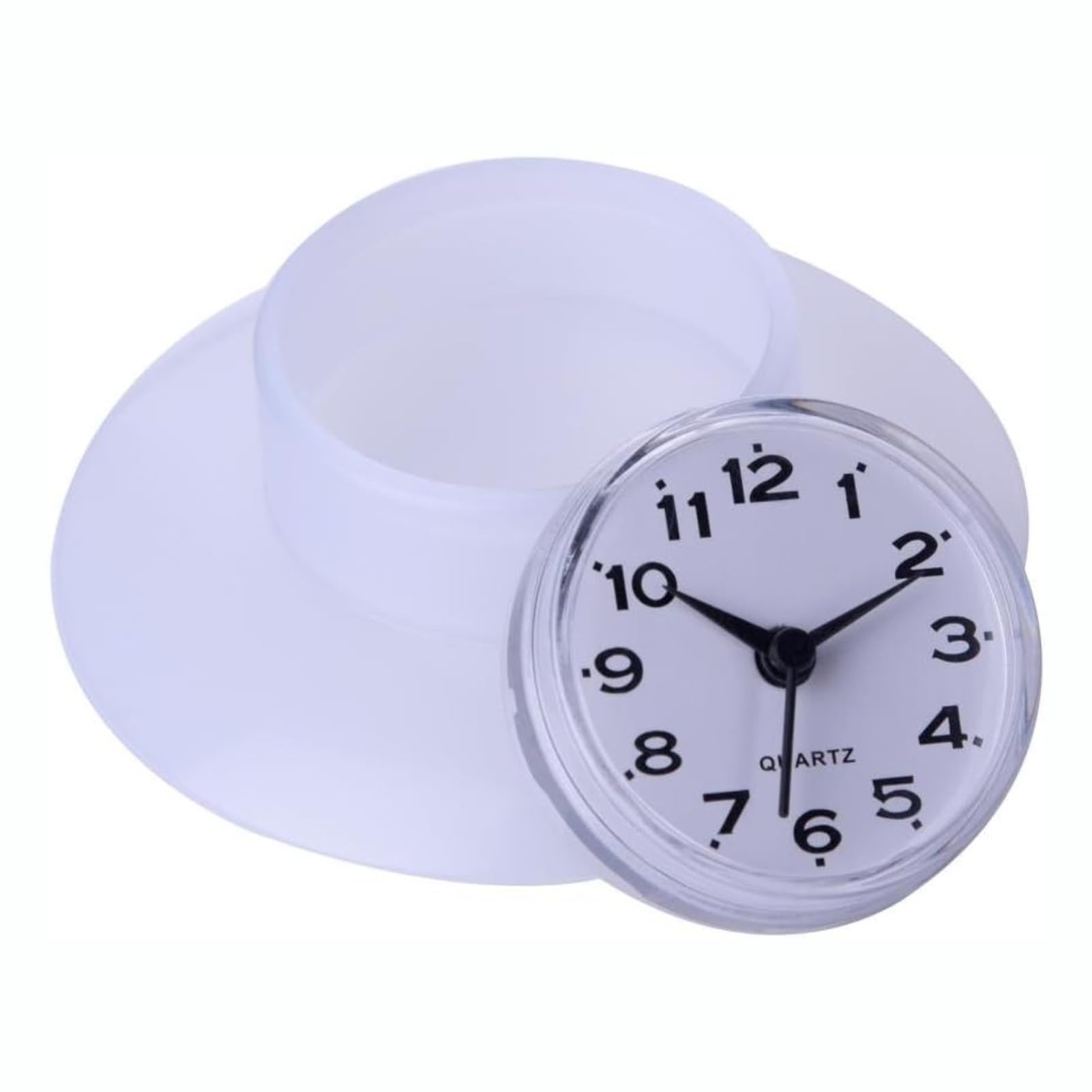 Orologio Da Parete Mini Impermeabile Per Bagno E Cucina - Con Ventosa, Quadrante 8.6 Cm, Batteria AG13, Bianco