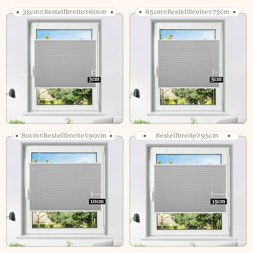 Plissee ohne Bohren Verdunkelung Klemmfix Hellgrau 75x110cm Thermo Plissees 100% Verdunklung Rollos für Fenster & Tür Verdunklungsplissee… – Ansicht 7