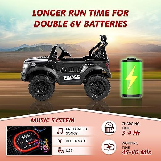 Image of Kawaii Kids 12V 4x4 Battery Operated Ride-On SUV for Kids with Parent Remote Control, Bluetooth, LED Lights, Corrosion-Resistant Paint, Big Size Electric Car for Boys & Girls Age 2-8 Years