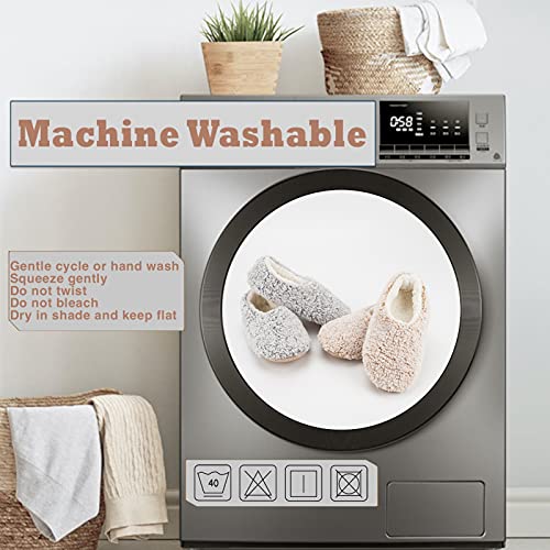 Cozylook 2-Pair Women's Soft Sole Slipper Socks with Grippers, Thick Warm Cozy Sherpa Lined Home Socks Set, Cable Knitted Non-slip Fluffy Winter House Bedroom Slippers4