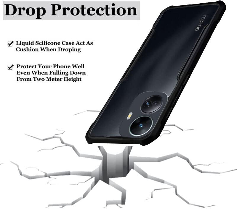 Image of A rtistque Clear Hard Transparent Acrylic Armor Anti-Drop Shockproof TPU Edge Back Cover Case for Realme 10 Pro Plus 5G - Black
