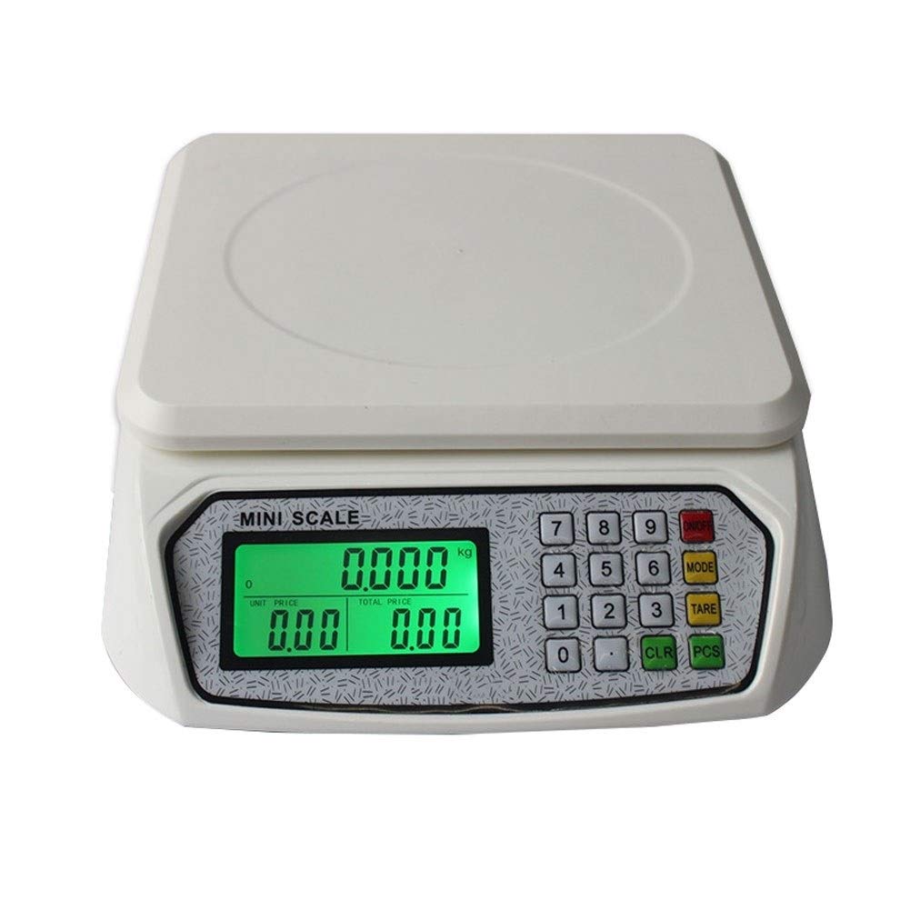Bilancia da Cucina Digitale, Home + Kitchen Display LCD di Facile Lettura con Spina di Alimentazione Bilancia da Cucina Elettronica per 30 kg(Bianco-25kg