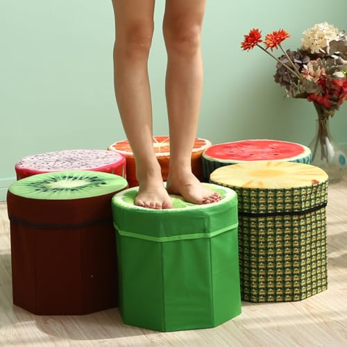 Coffre pouf pliable motif ananas pour optimiser les petits espaces