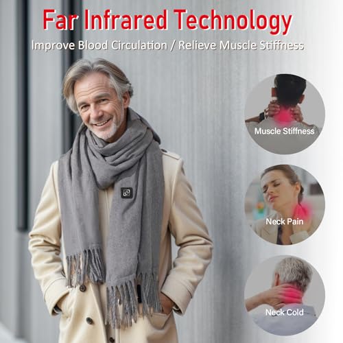 Heated Scarf for Women Men, 3 Heating Levels Intelligent Electric Heating Scarf, Cordless Neck Heating Pad with Battery4