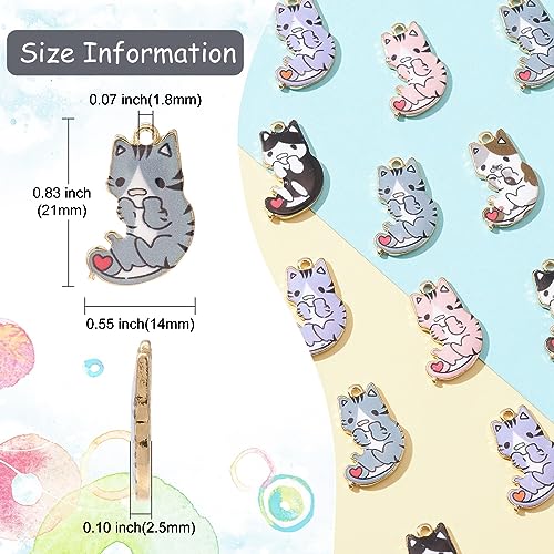 Stiesy 25Pcs 5 Styles Enamel Cat Charms Pendants Colorful Kitten Charms Cute Animal Dangle Charms for DIY Crafts Bracelet Jewelry Making - Image 2