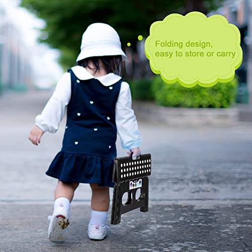 Image of Delxo Folding Step Stool for Kids and Adults,15-Inch Extra Wide 9 Inch Height Heavy Duty Stepping Stool More Safe and Comfortable Non Slip Foldable Step Stool Black
