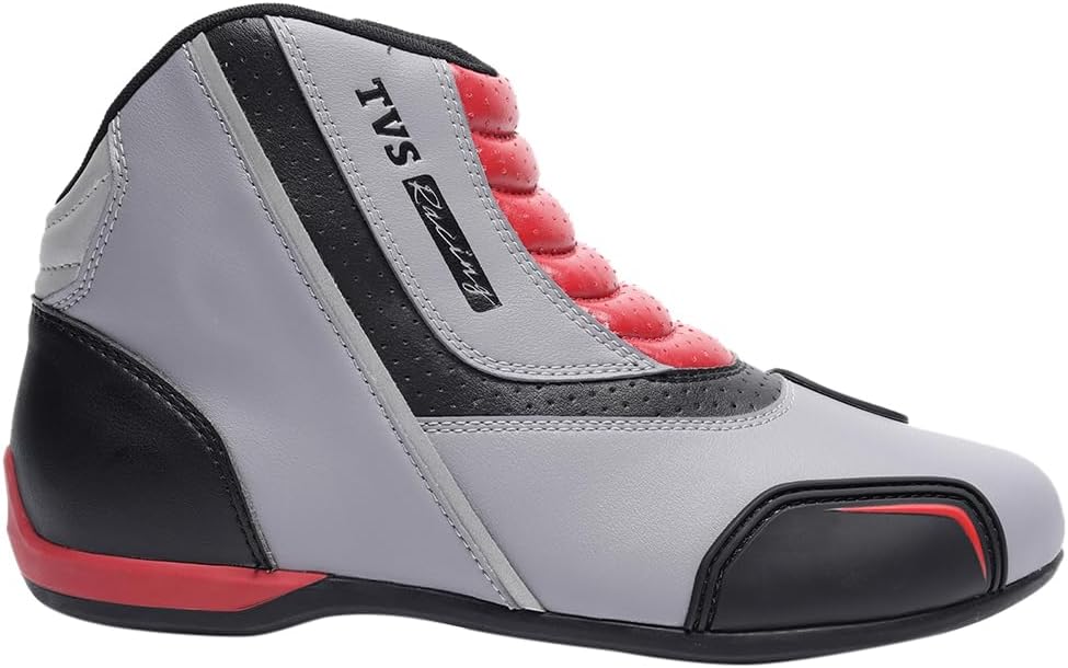 - TVS Racing Ankle Length Slip-On Riding Boots for Men:Waterproof Riding Shoes with Reflective Panel