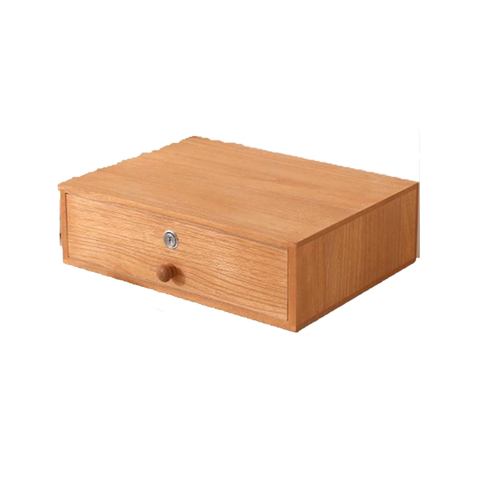 GUODDM Lockable Drawer File Cabinet - Desk Storage Box Full Lock, Solid Wood Flat Organizer, Single Layer Organization, Document Holder Suitable For A4 Documents Office(B)