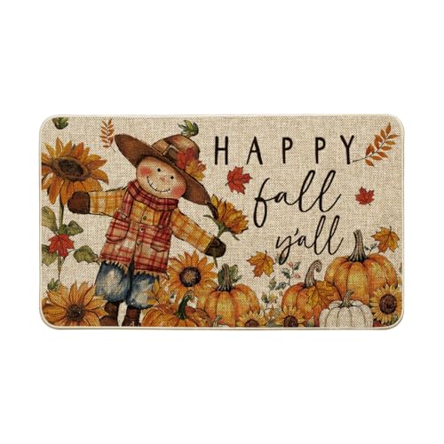 Artoid Mode Scarecrow Sunflower Happy Fall Doormat, Autumn Home D...