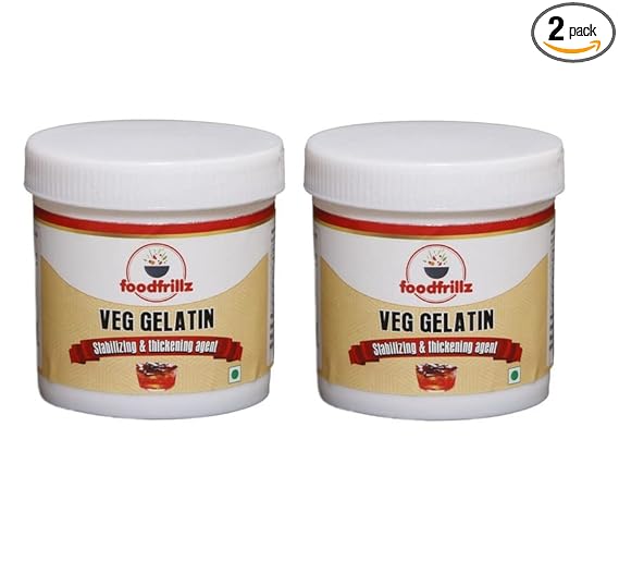 foodfrillz Veg Gelatin Powder (25 g x 2 Combo Pack) for vegetarian jellies, puddings, thickening and stabilizing agent
