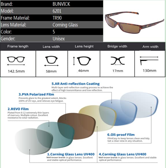 Image of Polarized HD Genuine Glass Sunglasses for Men and Women, Italian Design, Anti-Glare,UV400,Corning True Glass Lenses