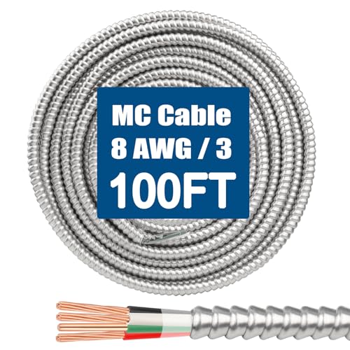 MOOKEERF 8/3 MC Cable With Ground - 100ft