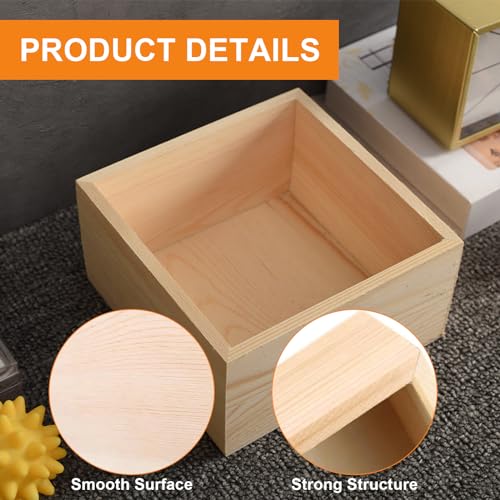 Voittozege 12-Pack Unfinished Wooden Storage Boxes, 4x4x2 inches, Natural Poplar, Square, Flip Top, DIY