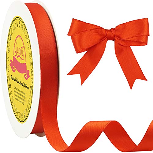 Image of Double Face Red Satin Ribbon 5 /8 inch X 50 Yards Polyester Red Ribbon for Gift Wrapping Very Suitable for Weddings Party Invitation Decorations and More