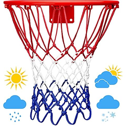 LAO XUE 2024 Upgraded Thickening Heavy Duty Basketball Net, Rainproof Sunscreen for All-Weather 21inches (6.88 Ounce) Standard Thick Nets,12 Loops for Indoor and Outdoor Replacement Net Cover