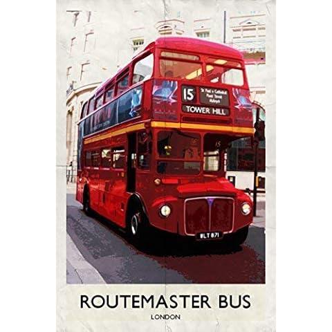 London Routemaster Bus Retro Poster Greeting Card Cover