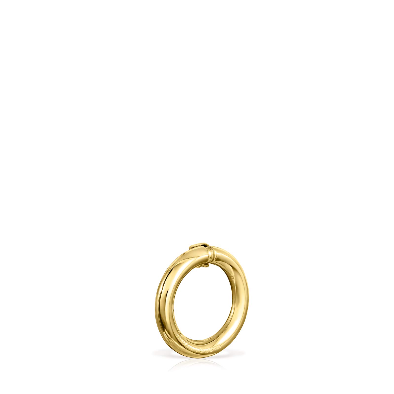 TOUS Colgante Anilla con Baño de Oro 18Kt sobre Plata con Motivo de Oso 16mm Elegante y Combinable, Colección Hold